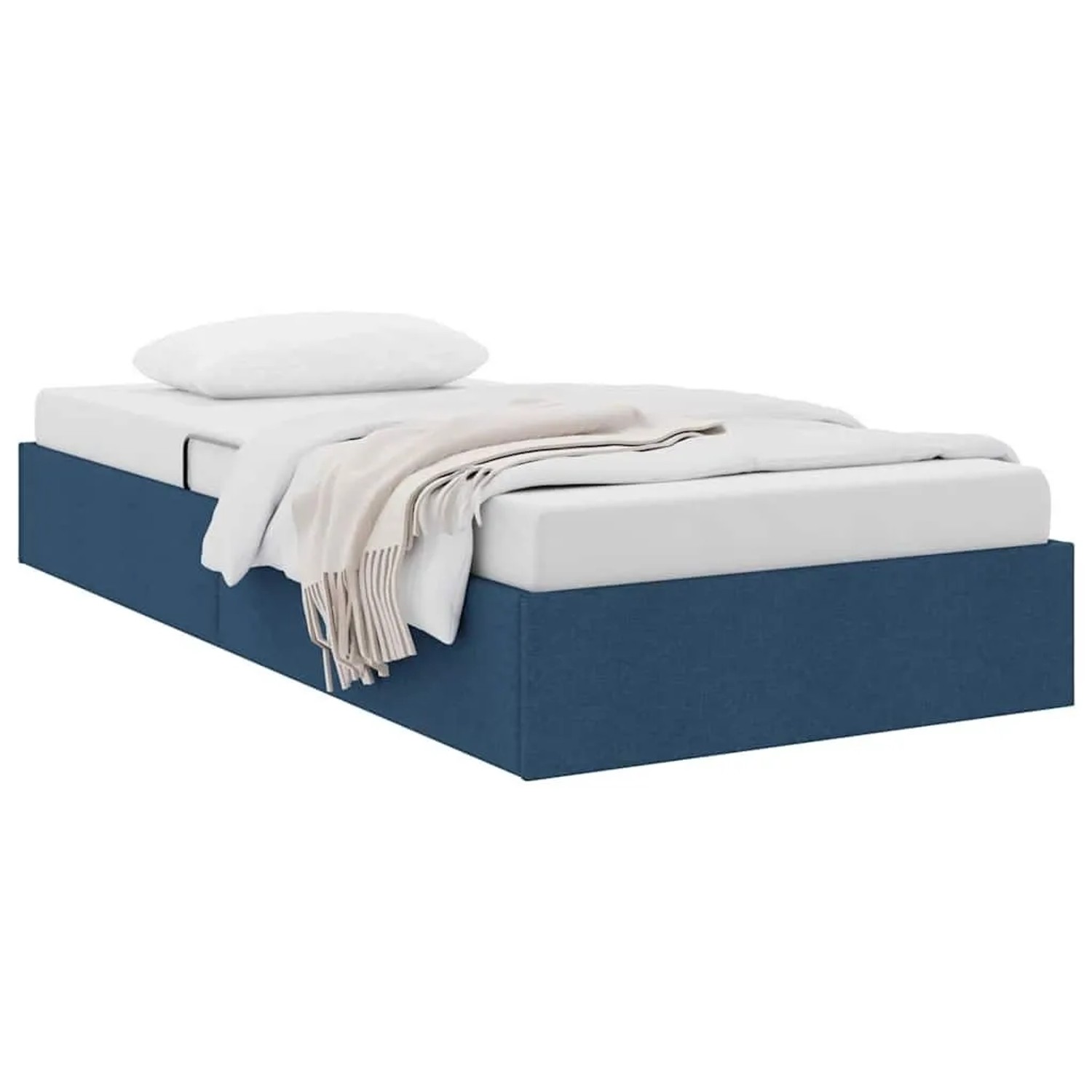 vidaXL Aufbewahrungsbett mit Kopfteil Blau 90 x 200 cm Stoff 3369991