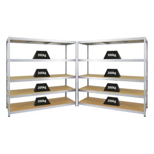 PROREGAL Mega Deal: 2 verzinkte Schwerlastregale (180x180x60 cm) mit je 5 Böden, belastbar bis 200 kg.