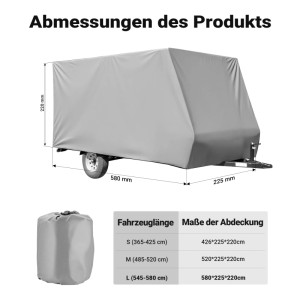 Wiltec Wohnwagen Schutzhülle Gr. L 580X225X220 Cm Caravan Abdeckung Abdeckplane