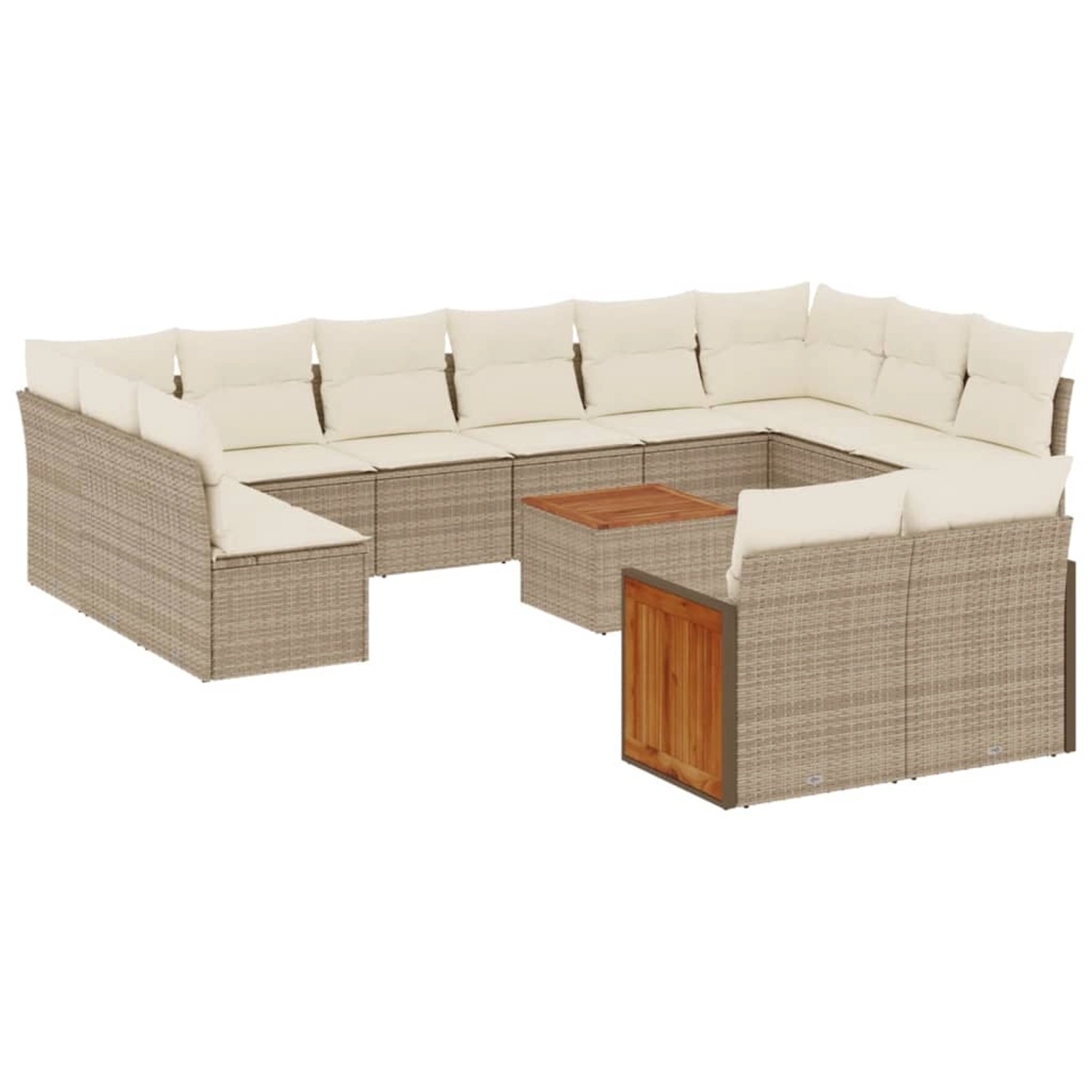vidaXL 13-Tlg Garten-Sofagarnitur mit Kissen Beige Poly Rattan 3228130 günstig online kaufen