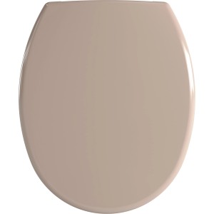 Beiger WC-Sitz aus Kunststoff, 36x44 cm, für Standard-WCs.
