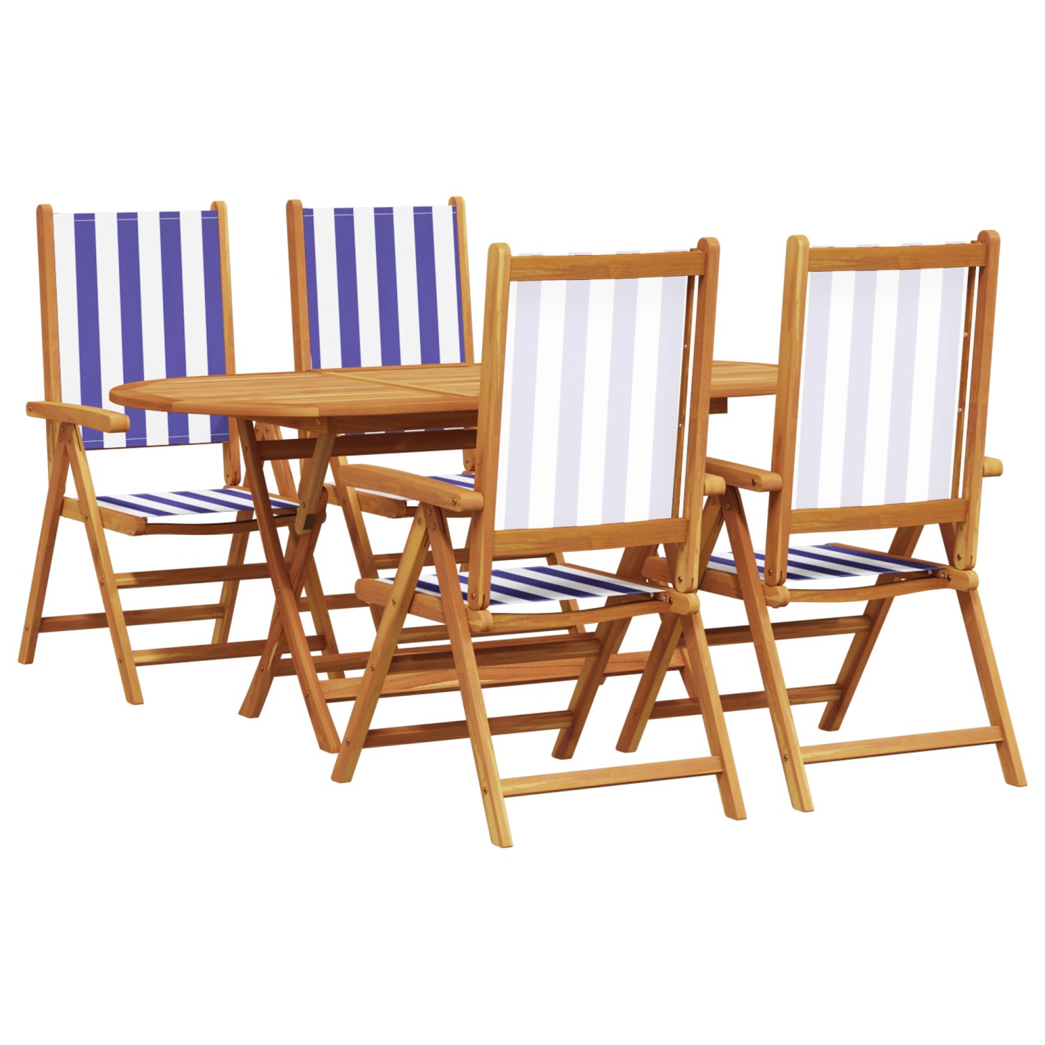 vidaXL 5-Teiliges Garten Esszimmer Set Blau und Weiß aus Massivem Akazienho günstig online kaufen