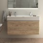 Ideal Standard Strada II Waschtisch, 120 cm breit, mit zwei Hahnlöchern und Holz-Optik Unterschrank.