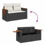 vidaXL 5-Tlg. Garten-Sofagarnitur aus Poly Rattan, schwarz, mit Kissen und Stauraum.