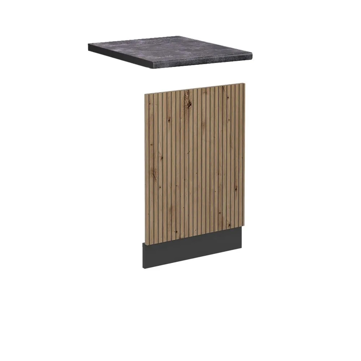Vicco Frontblende R-Line Geschirrspüler Fronttür Artisan-Eiche Anthrazit 45 cm AP Anthrazit mit Anthrazit Korpus