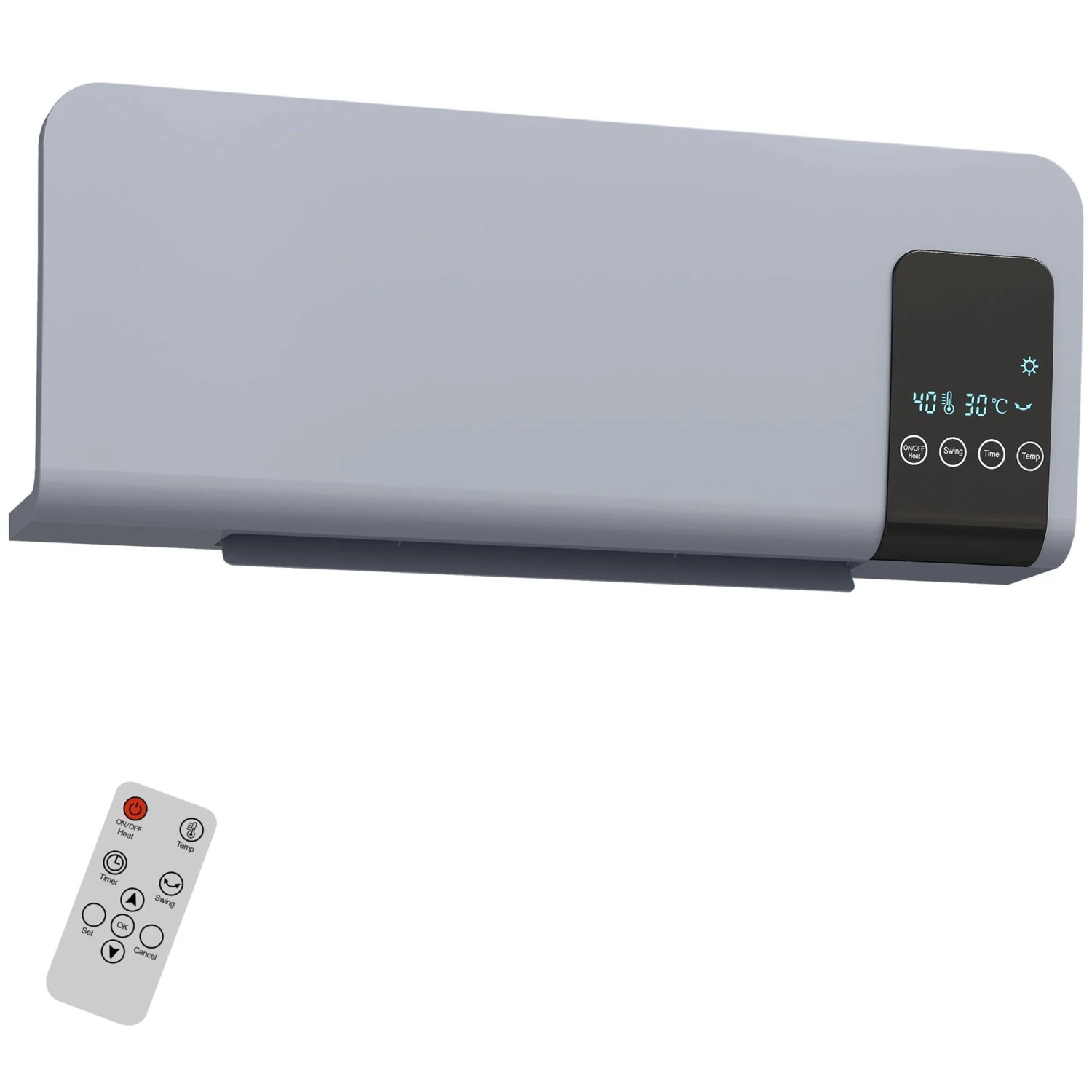 HOMCOM Wandheizgerät ABS 54,5 x 12 x 21,5 cm Grau