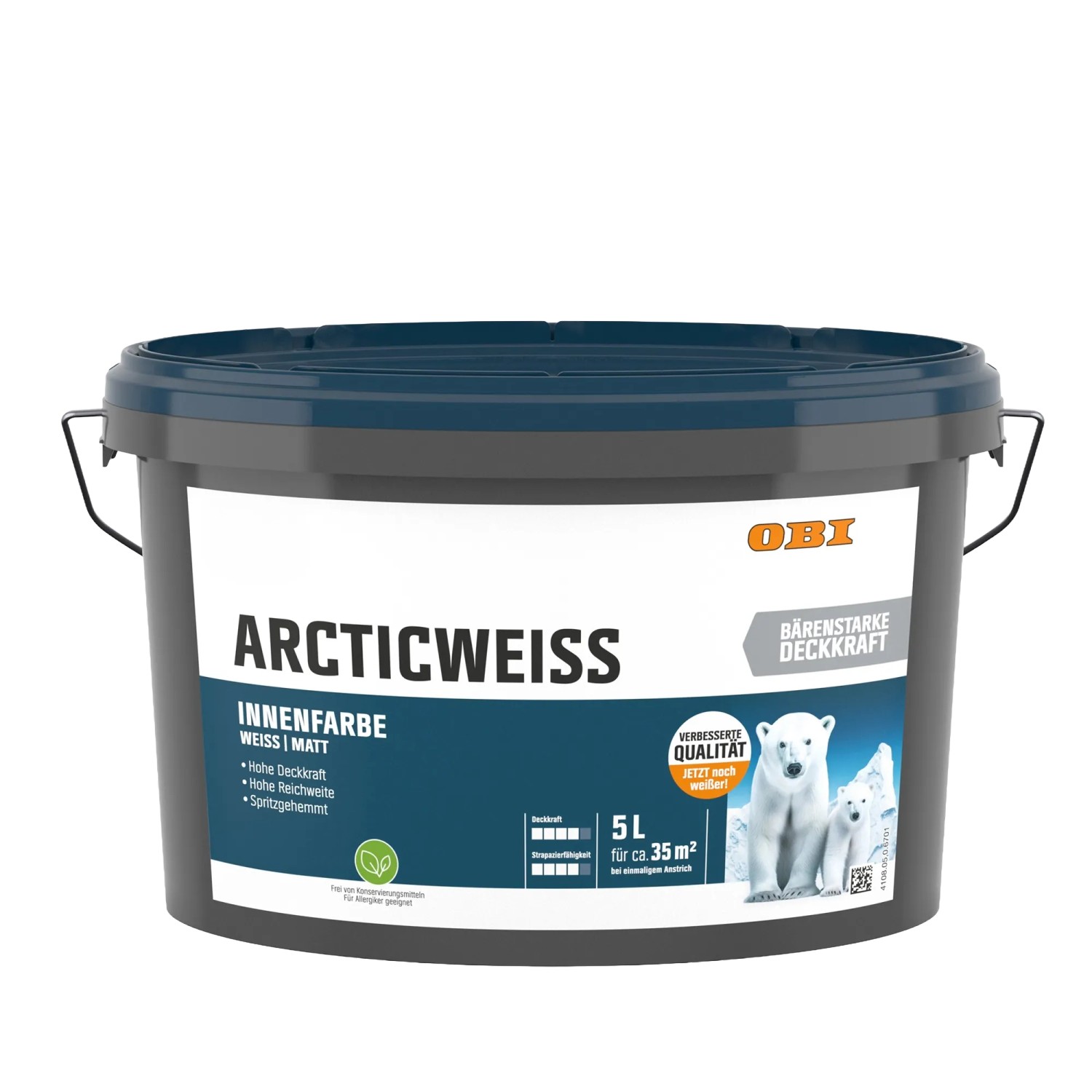 OBI Wandfarbe Arcticweiss Weiß Matt 5,