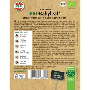Sperli Bio Babyleafsalat Mischung Saatband, eine bunte Salatmischung für den Garten.