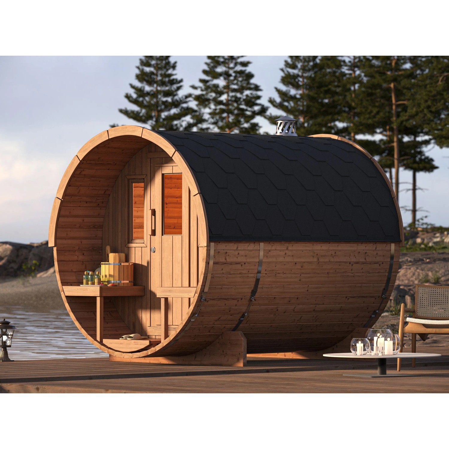 Fjordholz Fass-Sauna Modell 250 Thermo