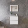 AICA Waschtisch mit Unterschrank, 50 cm, weiß matt. Badmöbel-Set mit zwei Schubladen und Mineralgussbecken.