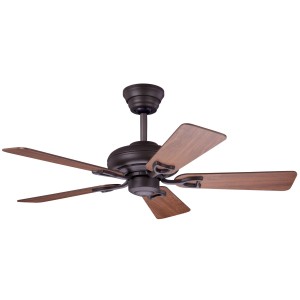 Deckenventilator Hunter Seville II, 112 cm, New Bronze, mit 5 Flügeln in Kirsch- und Eichedekor.