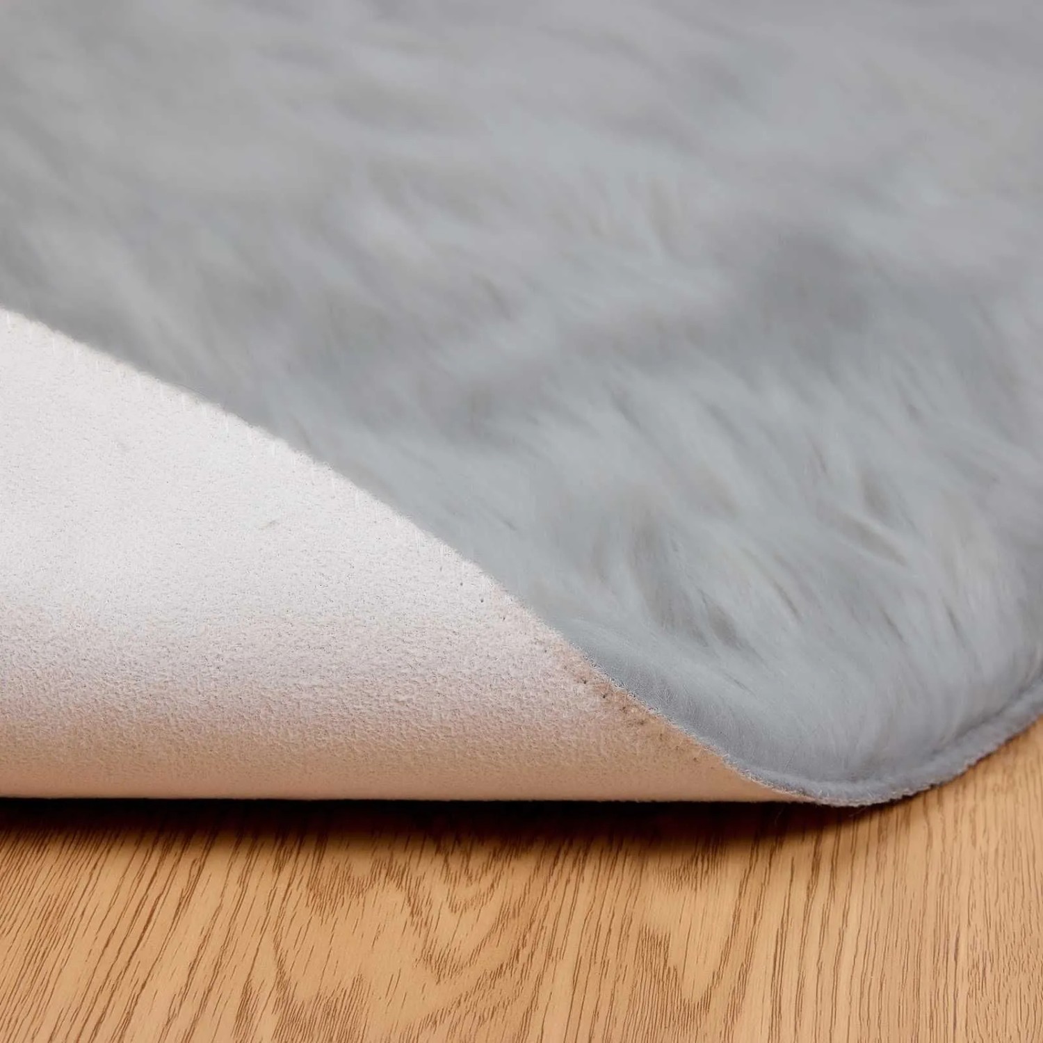 vidaXL Kunstschaffell Teppich Tafalla Grau Ø 80 cm Polyester 42021535_6