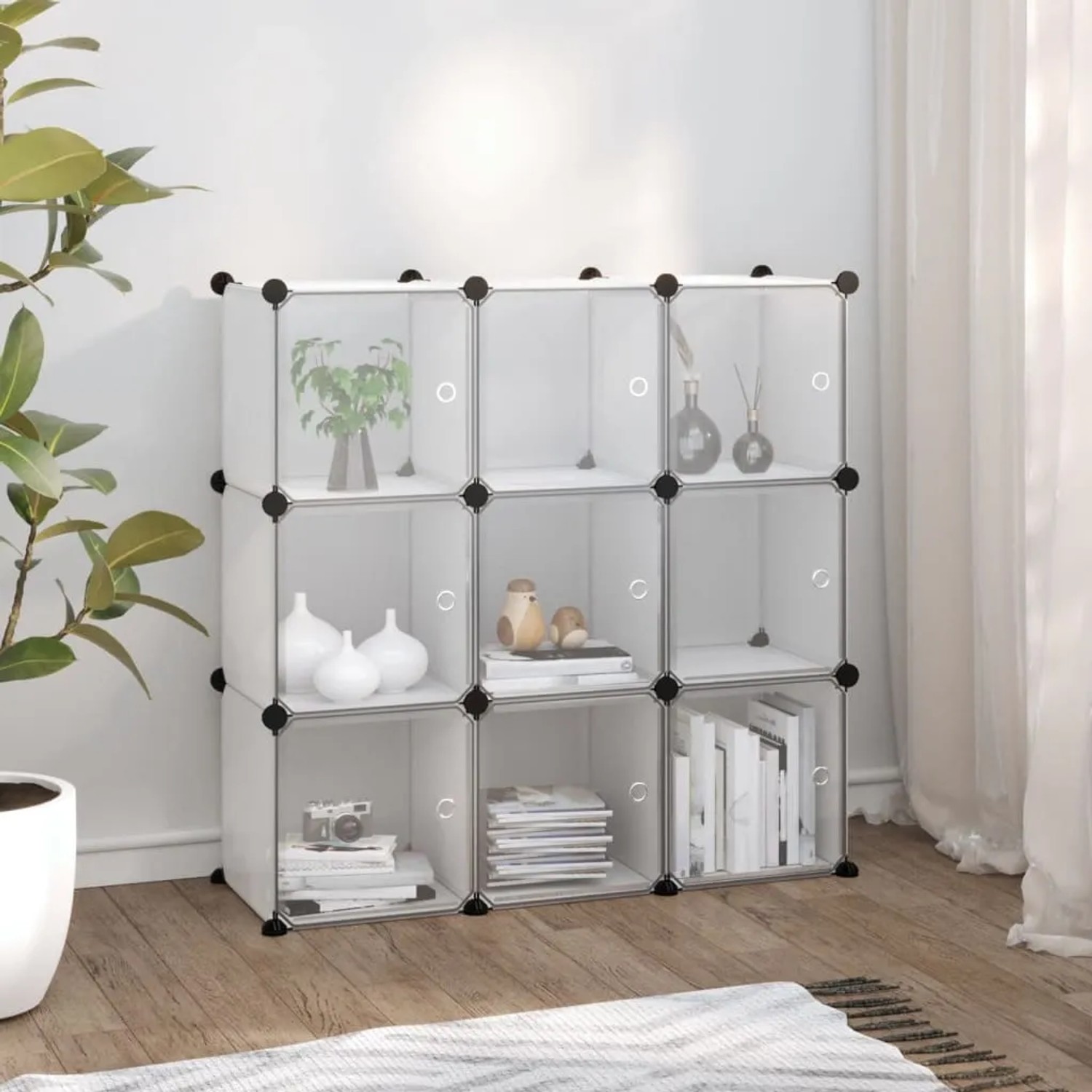 vidaXL Aufbewahrungswürfel-Organizer mit 9 Würfeln und Türen Transparent PP 340557_2