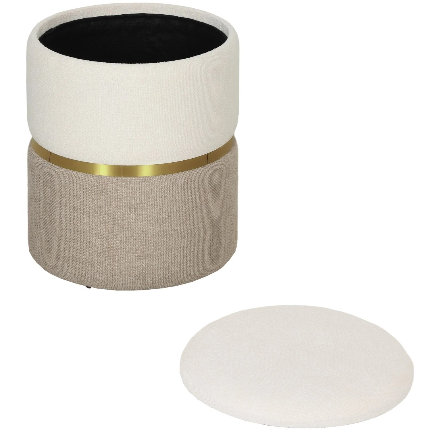 HOMCOM Sitzhocker mit Stauraum Hocker mit Deckel 36 x 36 x 44 cm Cremeweiß