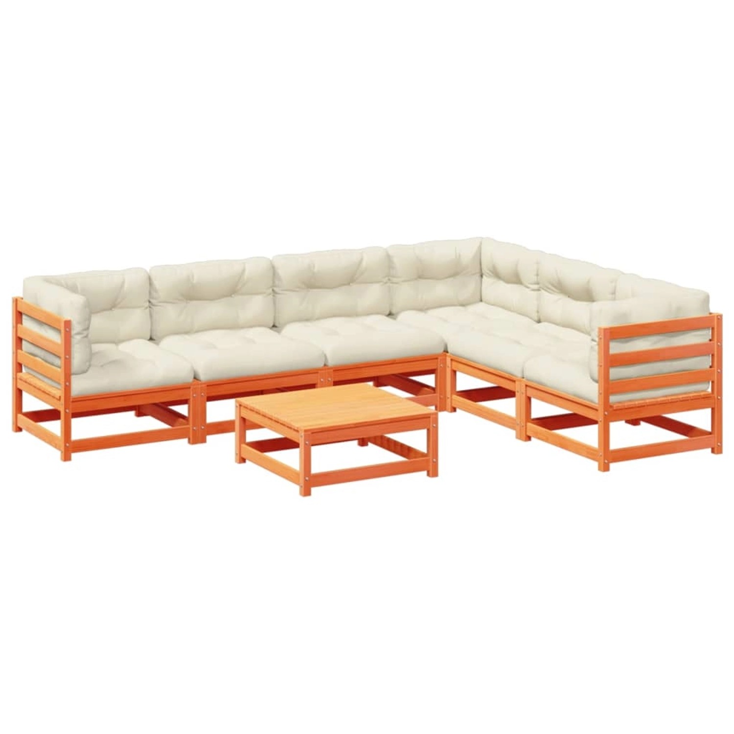 vidaXL 7-Tlg Garten-Sofagarnitur mit Kissen Wachsbraun Kiefernholz 3299468 günstig online kaufen
