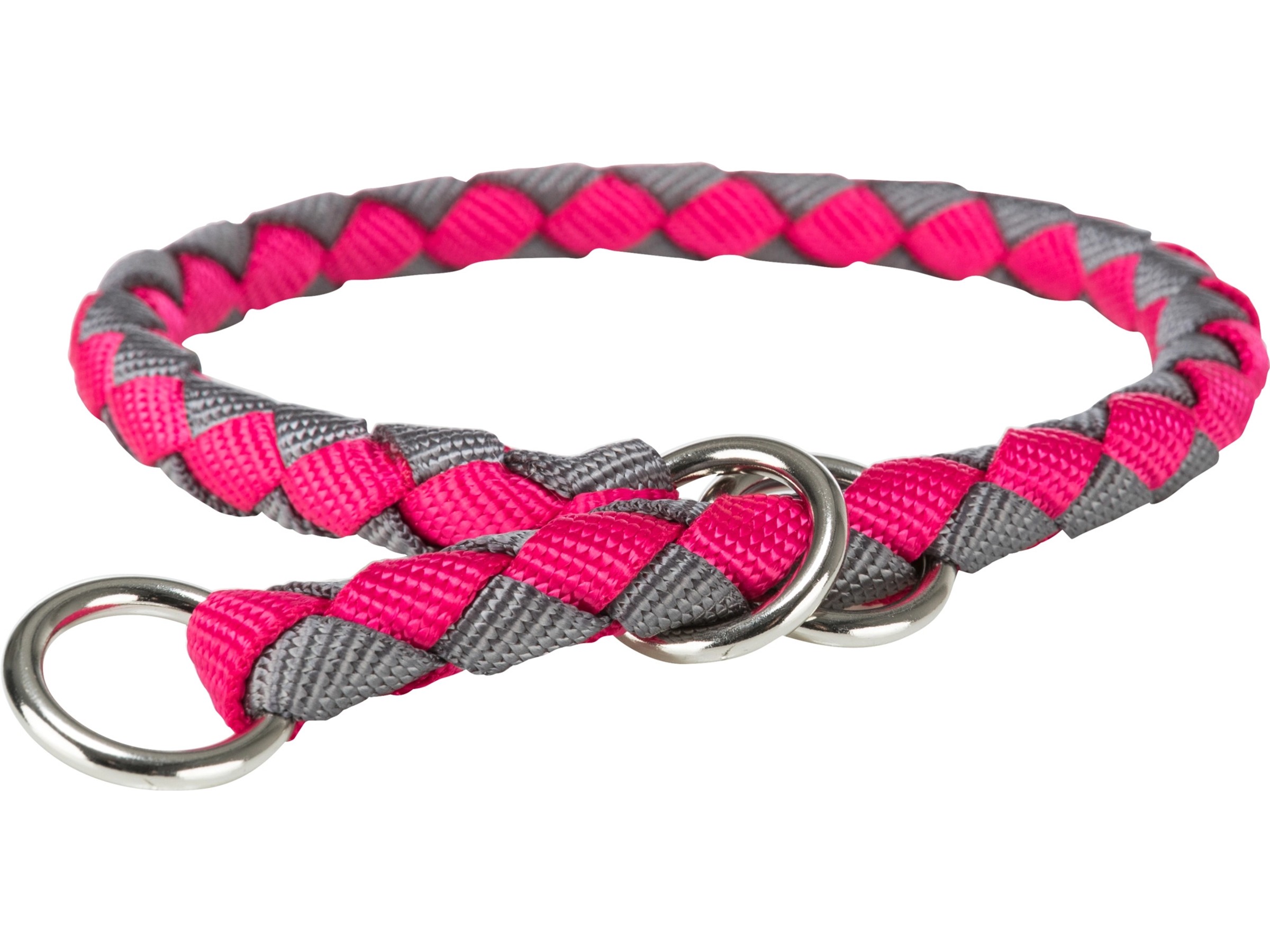 Hundehalsband Mit Hibiskus-Muster – Neon Pink/Weiß, Größe Groß 38–66 Cm, Sicherheitsgurt-Schnalle