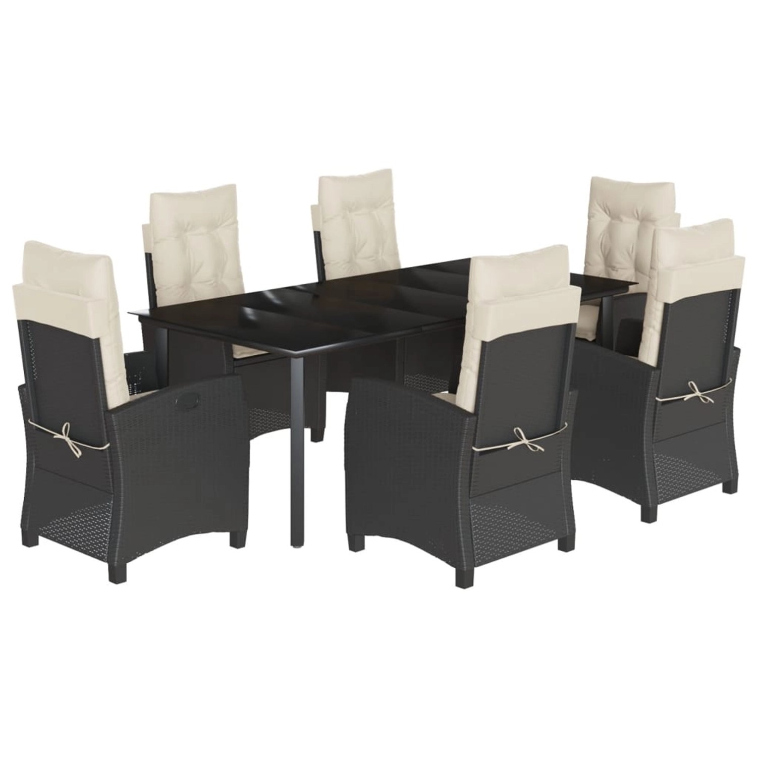 vidaXL 7-Tlg Garten-Essgruppe mit Kissen Schwarz Poly Rattan 3212739 günstig online kaufen