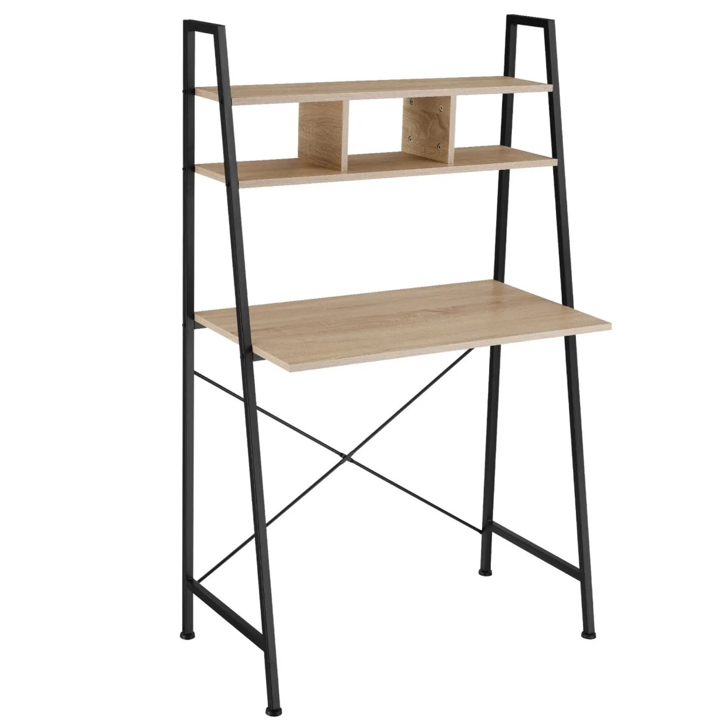 Tectake Schreibtisch Exeter Industrial Style Holz und Stahl  85 50 x 46 50 x 140 cm Industrial Holz Hell  Eiche Sonoma