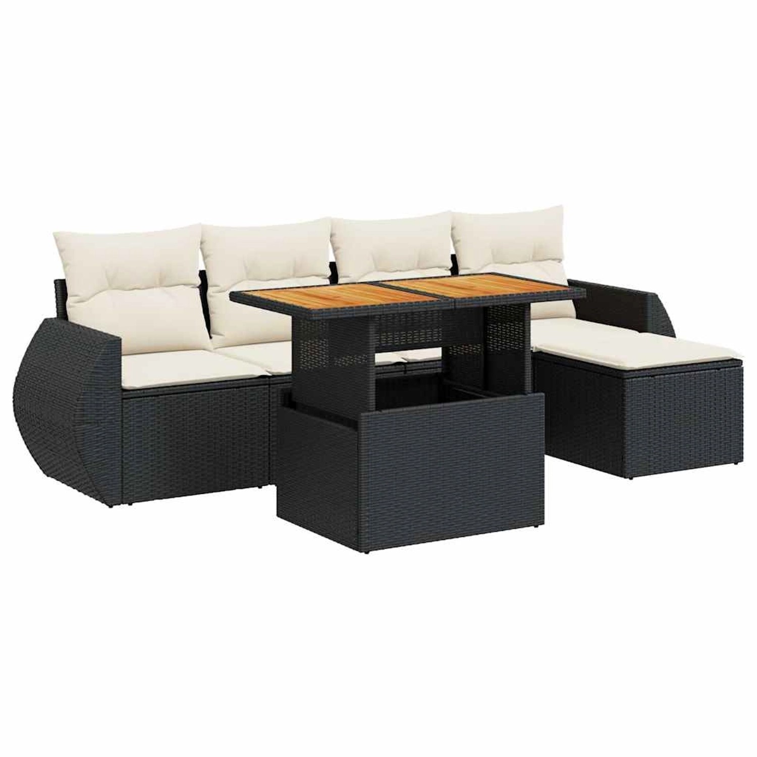 vidaXL 6-Tlg Garten-Sofagarnitur mit Kissen Schwarz Poly Rattan 3327248 günstig online kaufen
