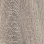 Detailaufnahme: Heller Laminatboden in Eiche Altholzstruktur mit Maserung.