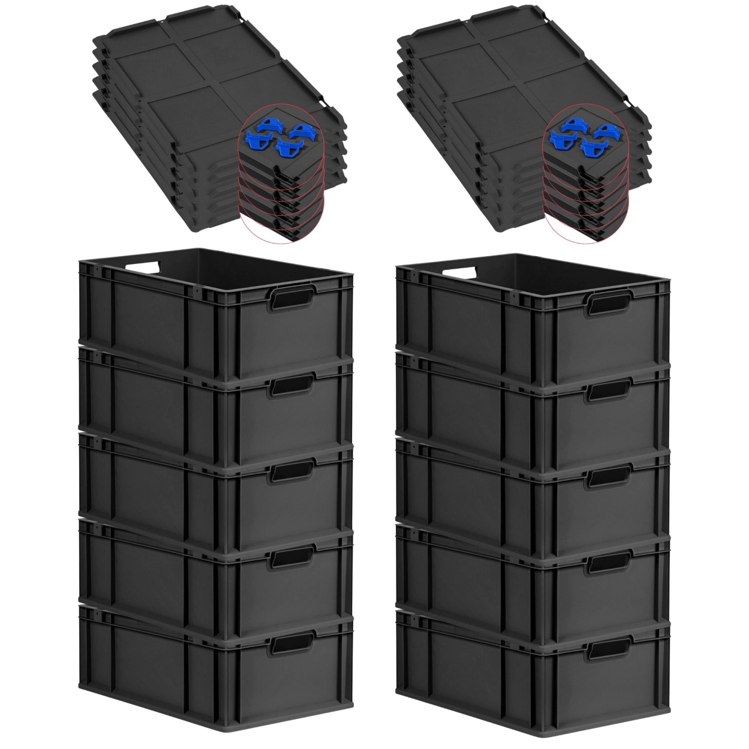 PROREGAL SparSet 10x Eurobox Nextgen Grip Mit Auflagedeckel Und Blauen Vers günstig online kaufen