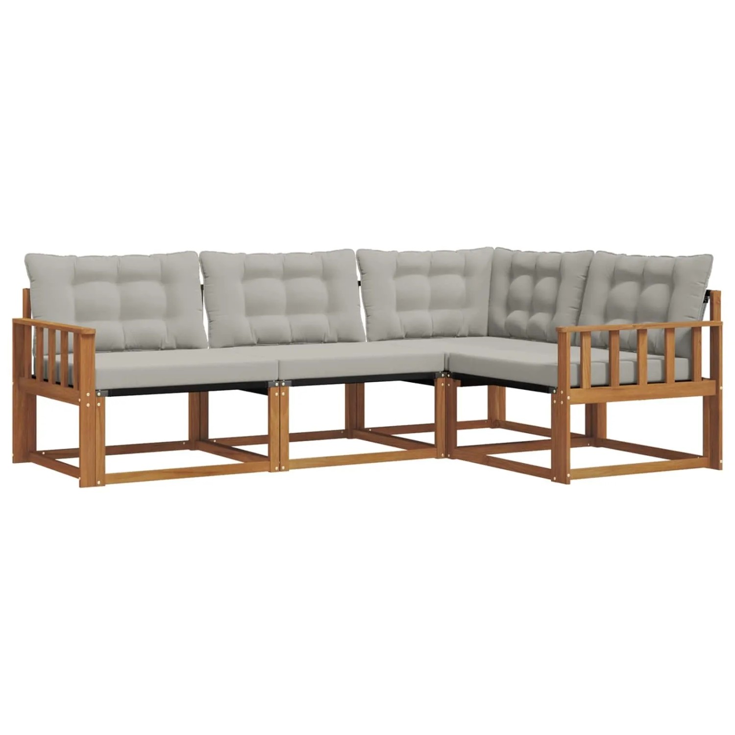 vidaXL Outdoor-Sofagarnitur mit Kissen 4-Tlg Natur und Hellgrau 3369406