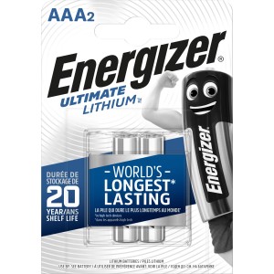 Energizer Ultimate Lithium AAA Batterien, 2er-Pack. Langlebige Micro-Batterien für High-Tech-Geräte.