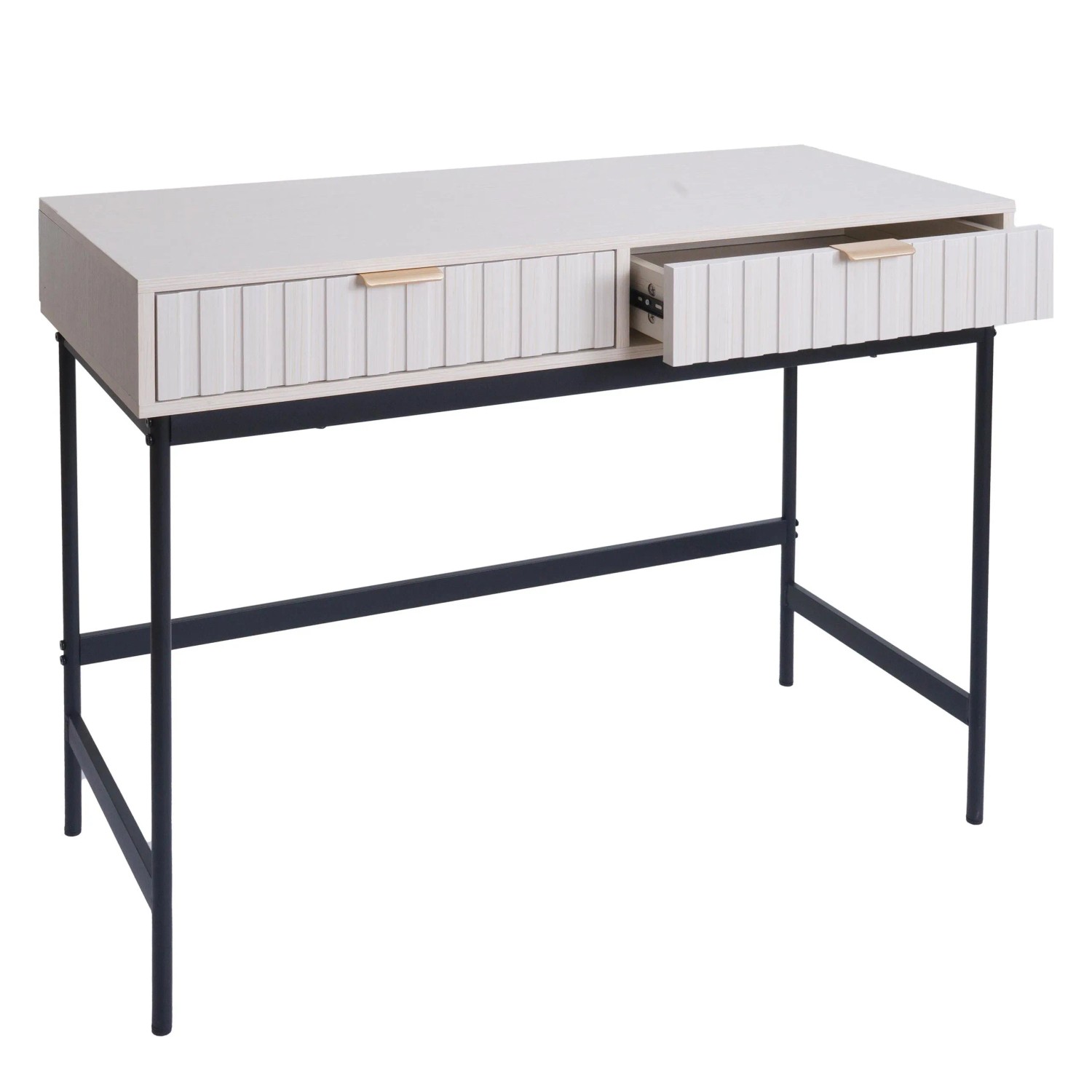 MCW Konsolentisch O41 Industrial Schublade Melamin 85x100x40cm Holzoptik Weiß