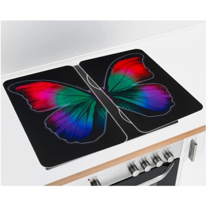 Wenko Herdabdeckplatten Butterfly by Night, 2er Set mit farbigem Schmetterlingsmotiv.