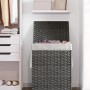 Grauer Songmics Wäschesammler Eliott (90 l) mit Deckel im geflochtenen Design.