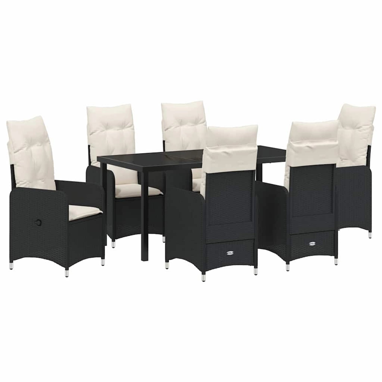 vidaXL Garten Essgruppe mit Kissen 7-Tlg Schwarz Poly Rattan 3379636 günstig online kaufen