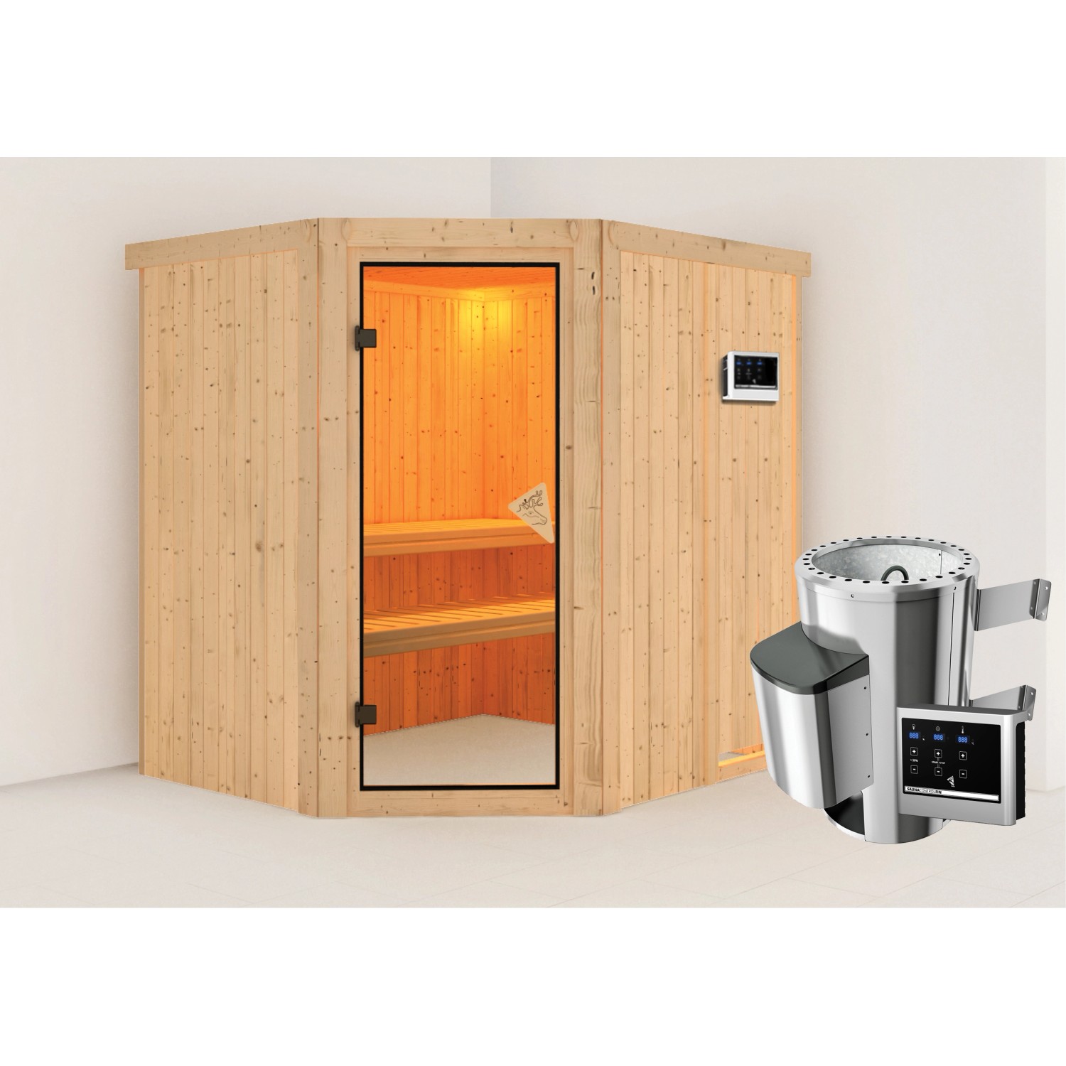 Karibu Sauna Livia mit Ofen externe Stg.Natur günstig online kaufen