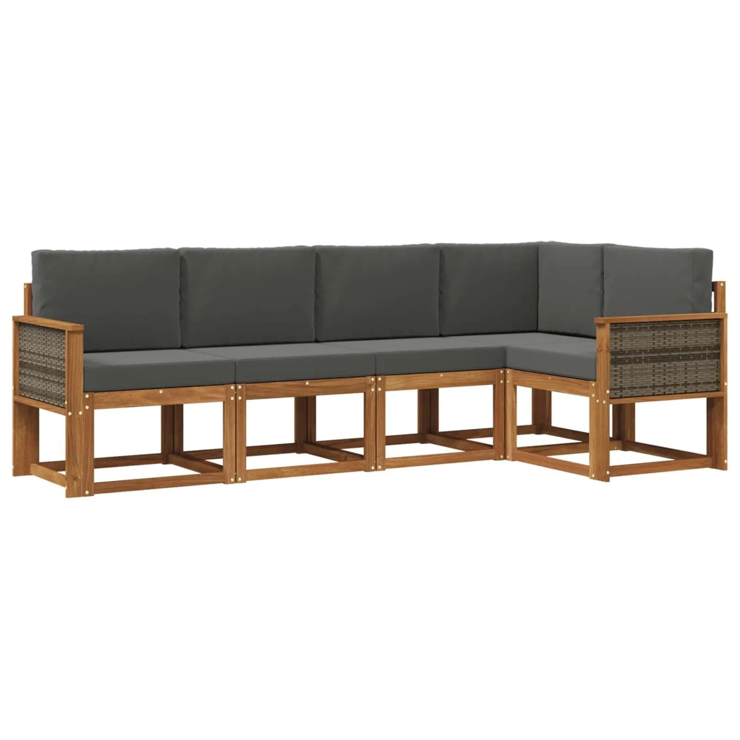vidaXL Outdoor-Sofagarnitur 5 Stk Natur und Anthrazit Polyester 3385208