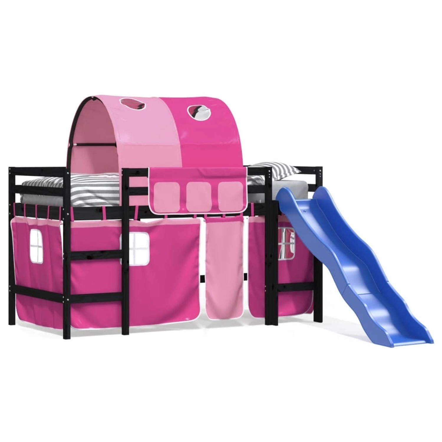 vidaXL Kinderhochbett mit Tunnel Rosa 90x190 cm Massivholz Kiefer1929801 günstig online kaufen