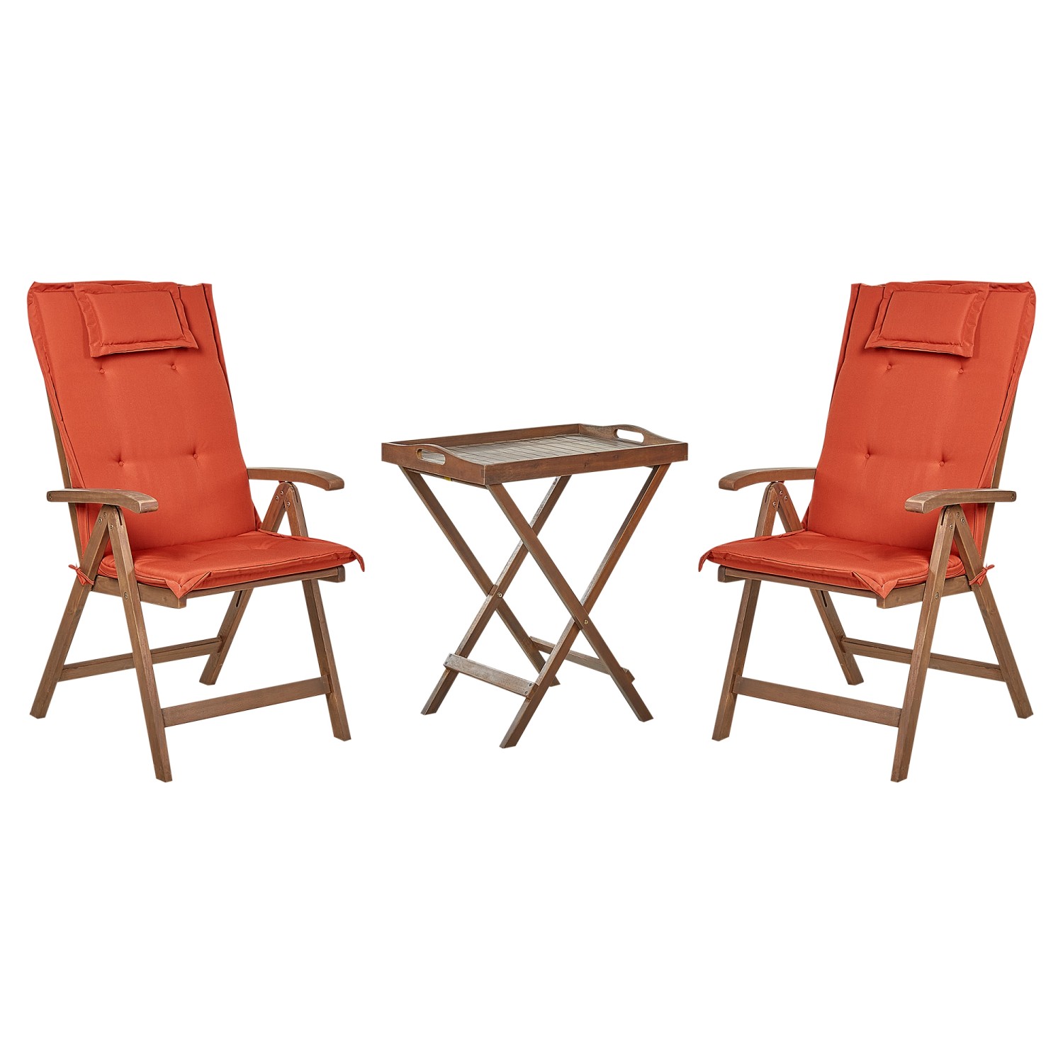 Beliani Bistro Set AMANTEA Dunkler Holzfarbton Rot