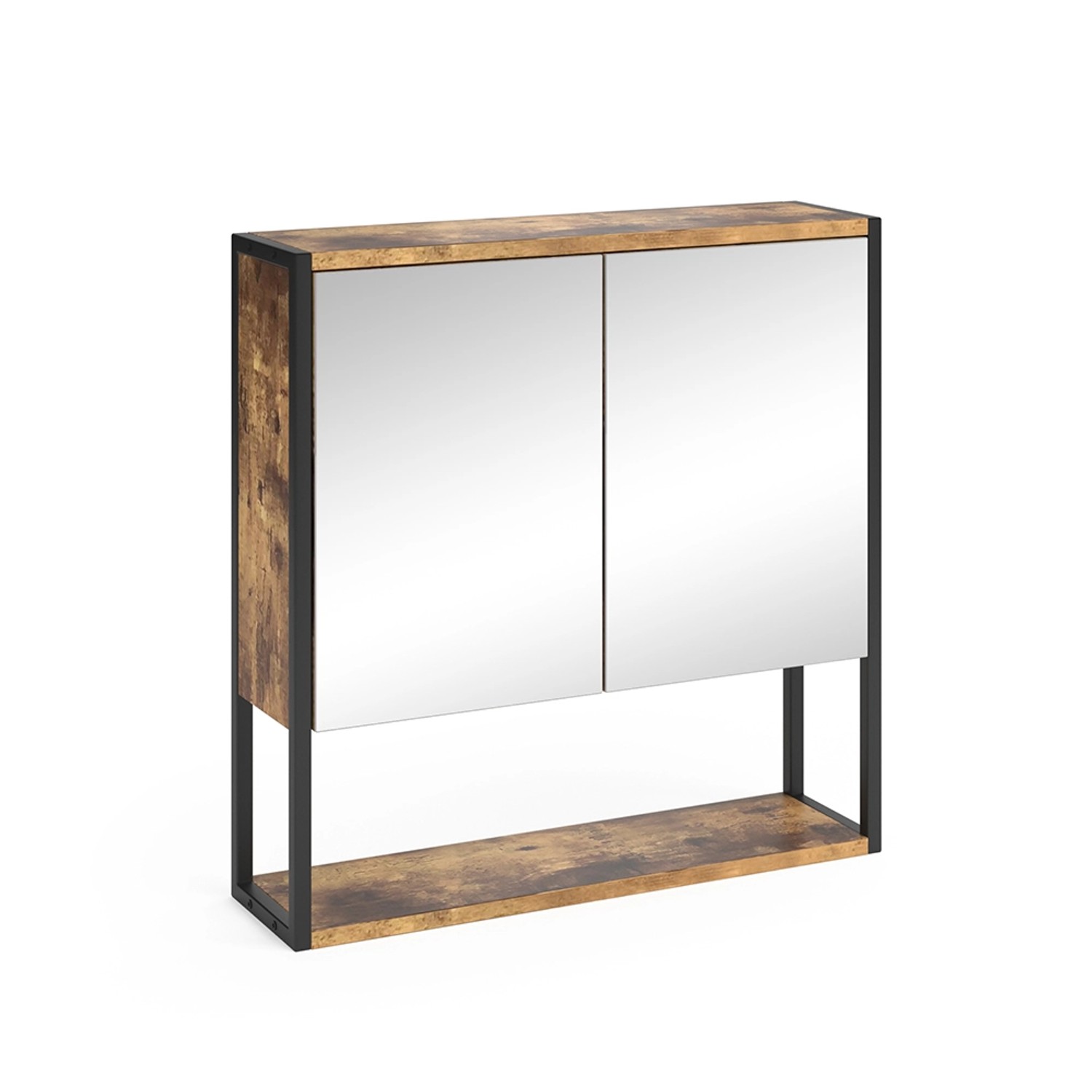 Vicco Badspiegelschrank Fyrk Eiche Rustikal/Schwarz 60 x 60 cm