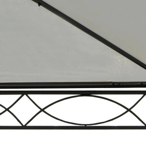 Detailansicht der creme-farbenen MCW Pergola Calpe 5x3m mit Stahlgestell und dekorativen Metallelementen.