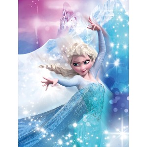 Komar Wandbild Frozen Elsa Action, 30x40cm, mit Elsa in blauem Kleid vor Eispalast.