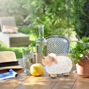 Relaxdays Gartenfigur Schaf Polyresin Weiß Beige Wetterfest 15,5 cm x 20 cm x 11 cm 0,9 kg