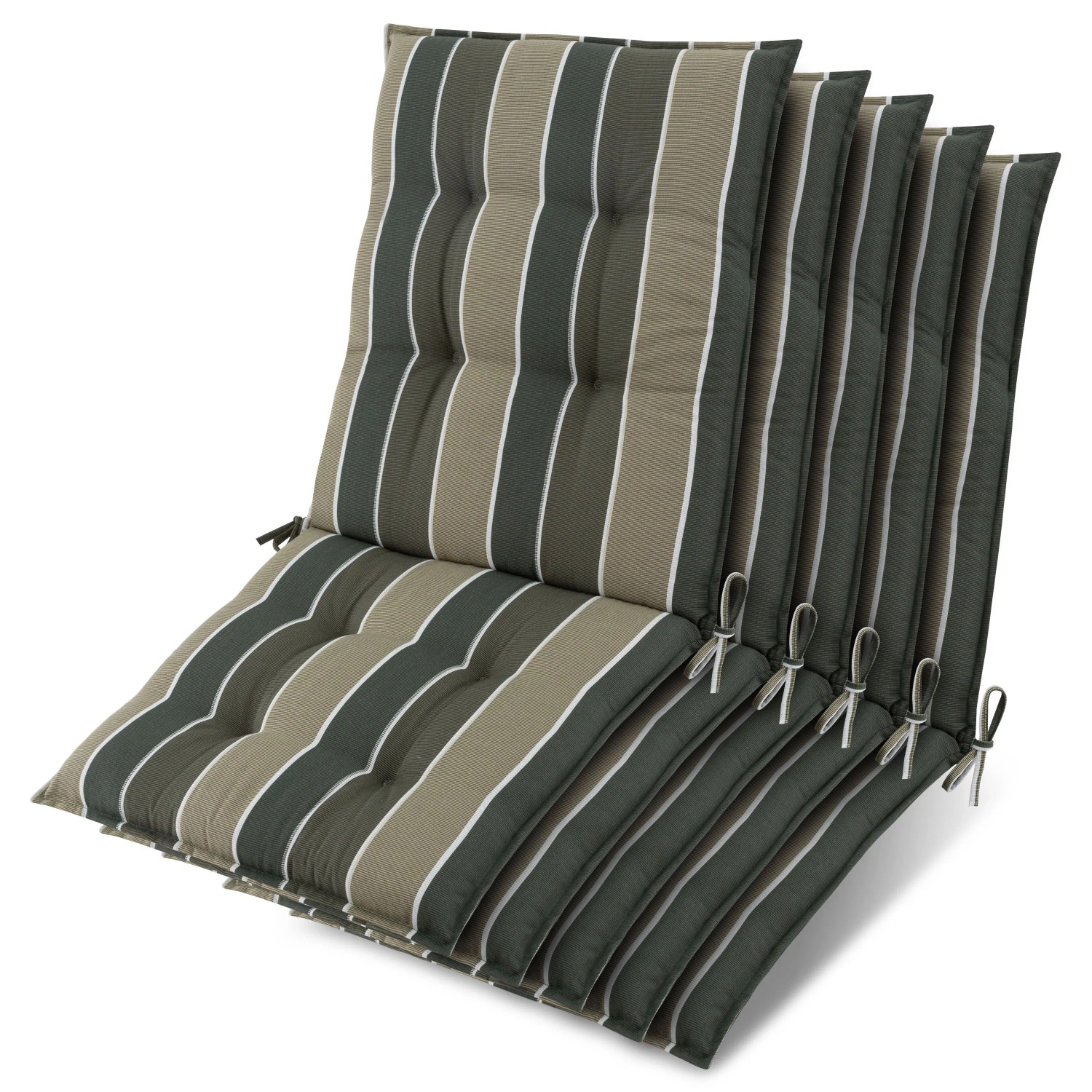 Beautissu 5x Niederlehner Sun-NL Auflage 105x50x8cm Grün-Gestreift