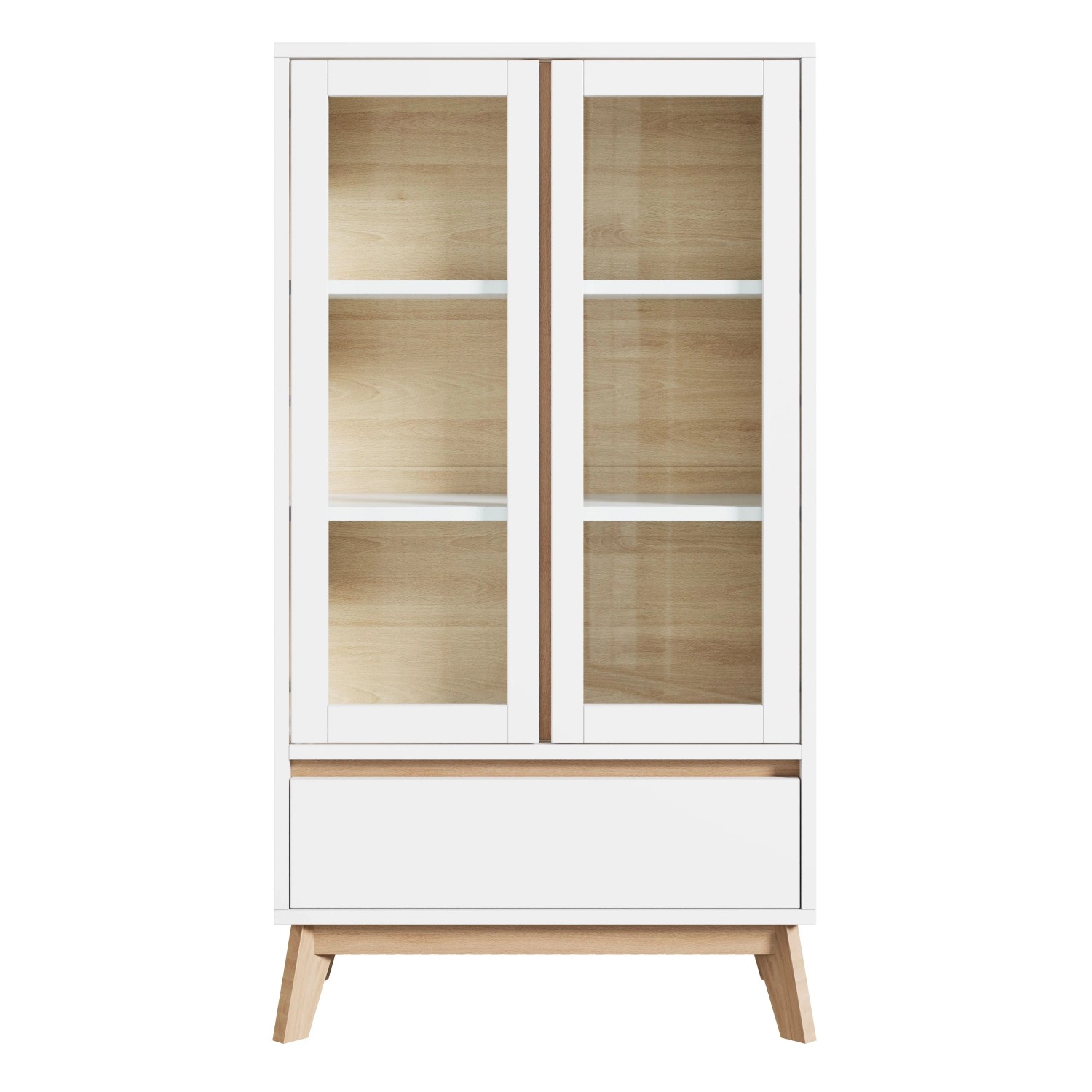 Merax Küchenschrank Vorratsschrank Sideboard mit Verstellbaren Einlegeböden Weiß Holzoptik