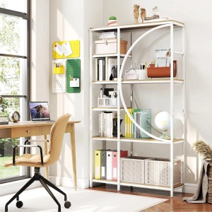 Costway Geometrisches Bücherregal Holz & Metall ‎Natur 100 x 30 x 177 cm