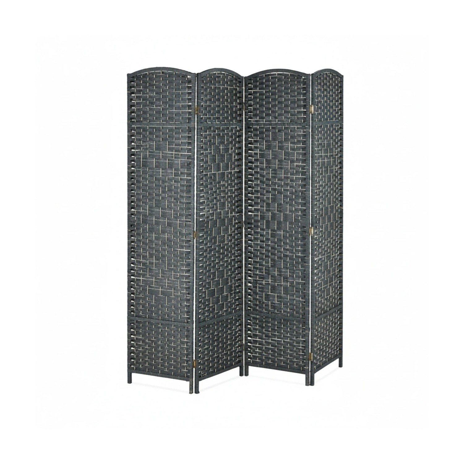 Relaxdays Paravent Holz Papierseil Grau Zusammenfaltbar 170 cm x 160 cm x 2 cm 4,3 kg