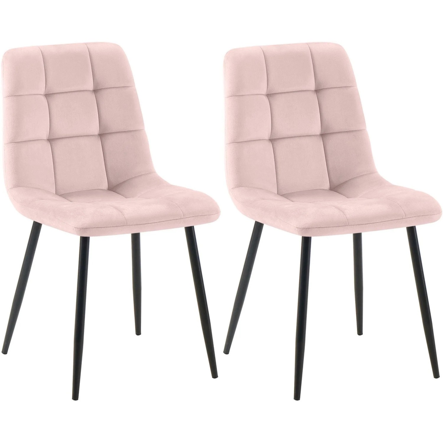 DELUKE 2er Set Esszimmerstuhl FIGAD Samt Pink 45x55x84cm Essstühle Esszimmerstühle Küchenstühle Wohnzimmerstühle