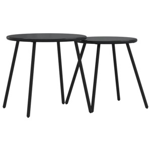 vidaXL Garten-Couchtisch Set, 2 runde Tische aus Stahl, schwarz. Ideal für Terrasse und Garten.