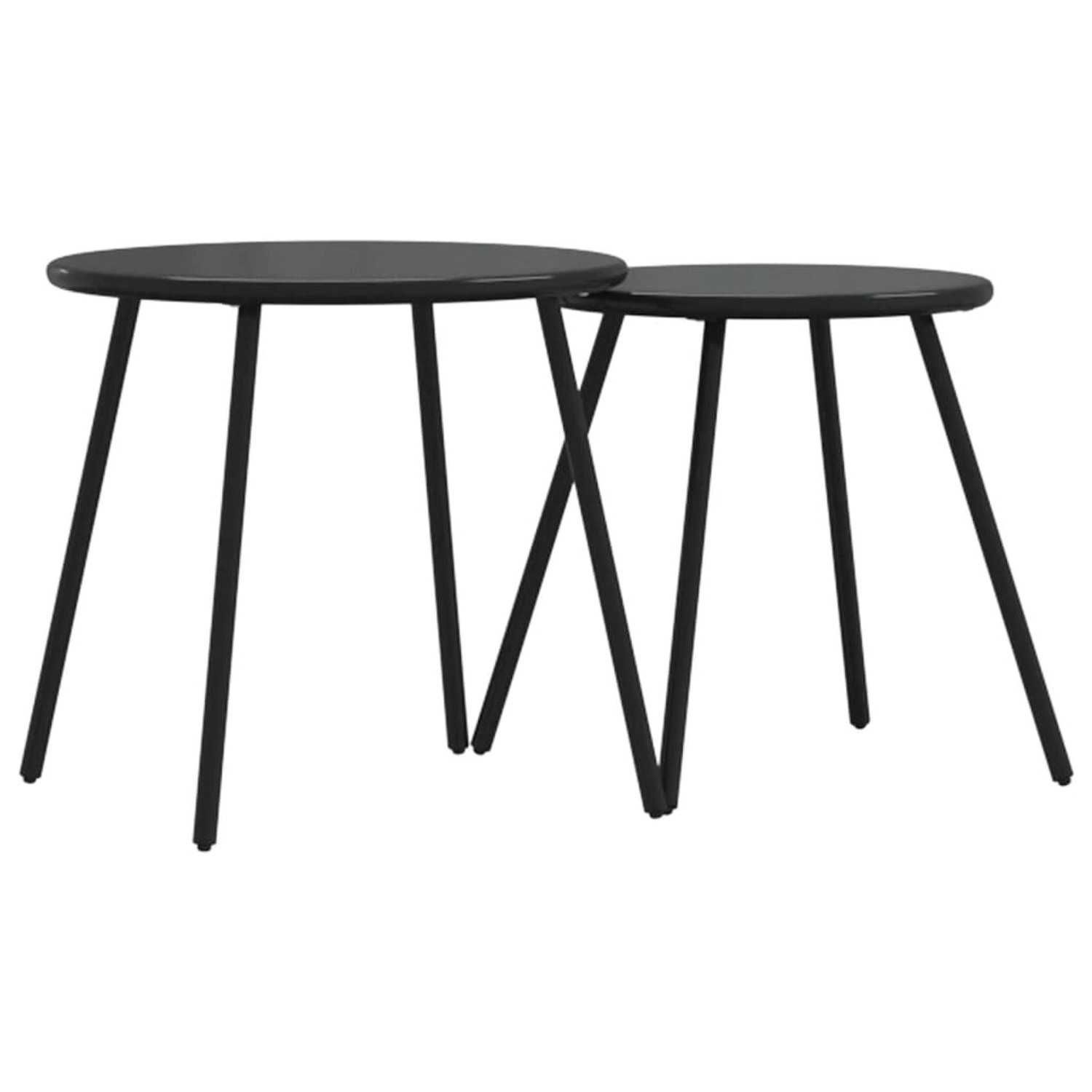vidaXL Garten-Couchtisch 2 Stk Rund Schwarz Pulverbeschichteter Stahl 40081 günstig online kaufen