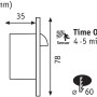 Technische Zeichnung der Paulmann Wandeinbauleuchte EBL mit Maßen und Sensor-Symbol.