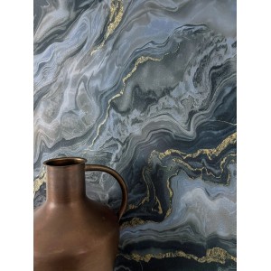 Newroom Vinyltapete Tsunis Blue Marmor Modern FSC®