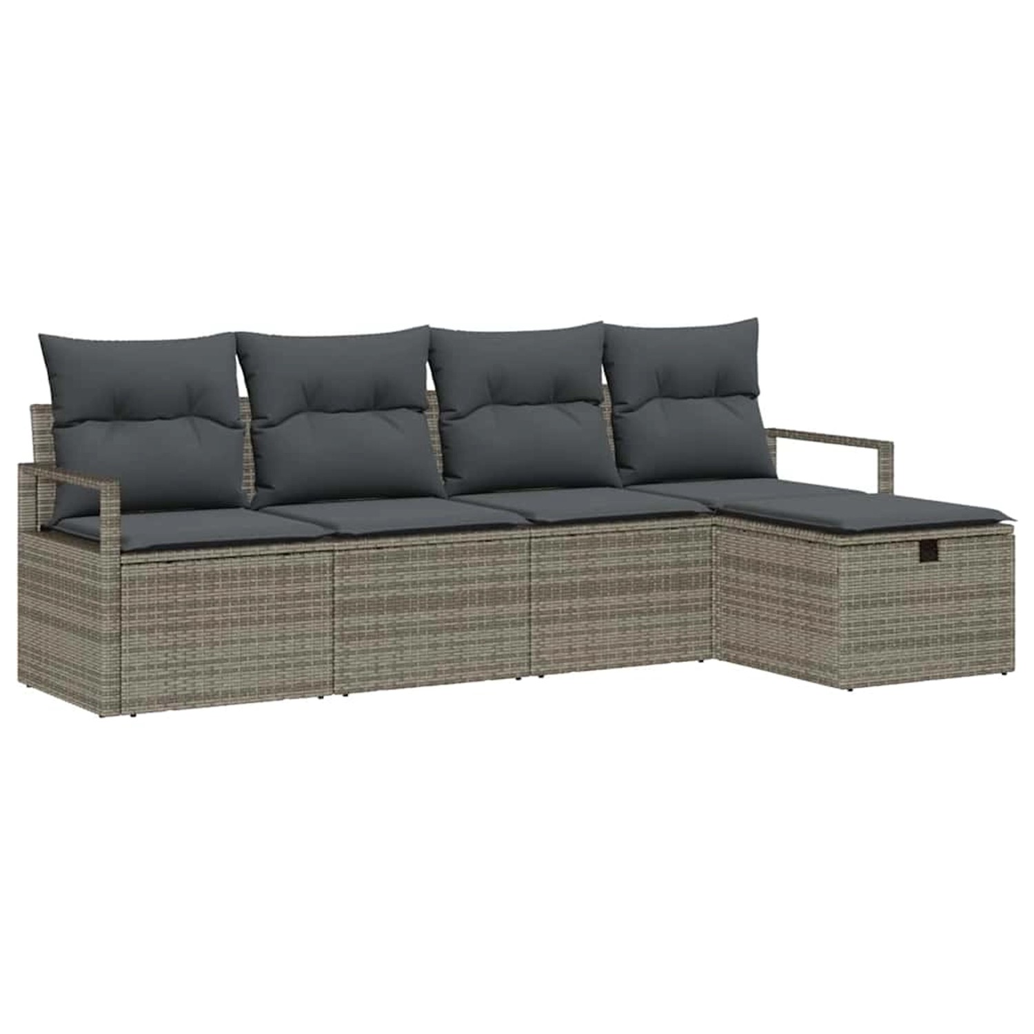 vidaXL 5-Teiliges Garten-Sofa-Set mit Kissen in Grau aus Poly Rattan 336049 günstig online kaufen