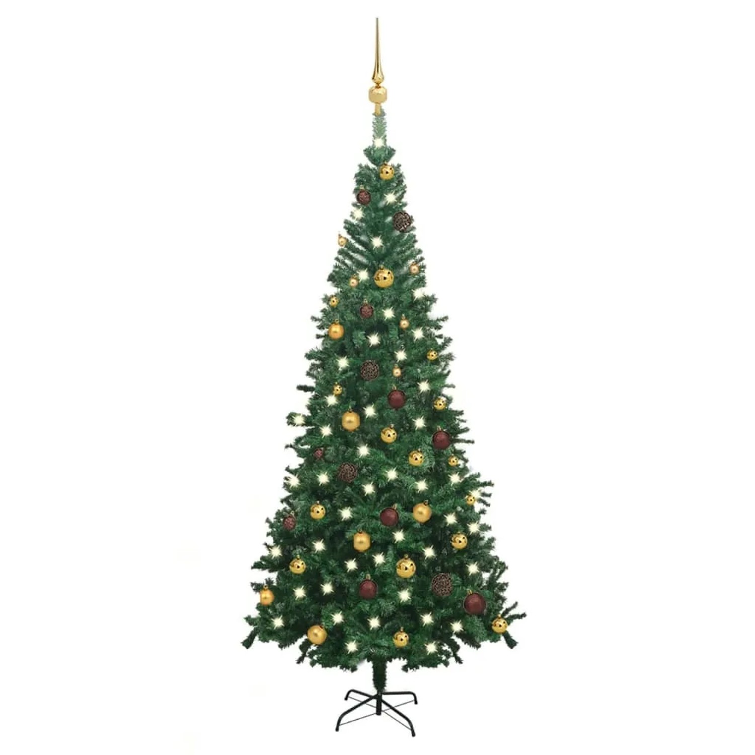 vidaXL Künstlicher Weihnachtsbaum mit LEDs & Kugeln L 240 cm Grün Modell 1